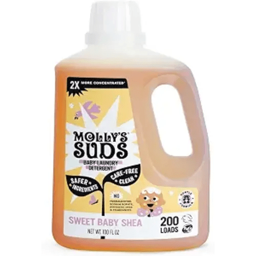 Molly's Suds Baby Liquid Laundry Detergent | Removes Formula, Poop & Spit-Up Stains | Extra Gentle for Infants, Babies, Toddlers (Sweet Baby Shea, 200 Loads)