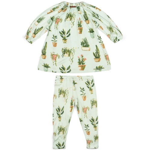 Potted Plants Bamboo Dress & Legging Set
