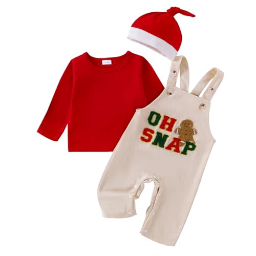 Rtnnsbbfcm Baby Boy Christma Outfits Newborn Long Sleeve Shirts Xmas Santa Baby Overalls Pants First Christmas Baby Clothes