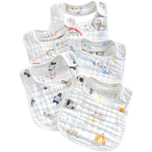 Muslin Cotton Baby Bibs, Super Soft Absorbent For Boys & Girls, Adjustable Newborn Bib,Teething & Drooling Bibs