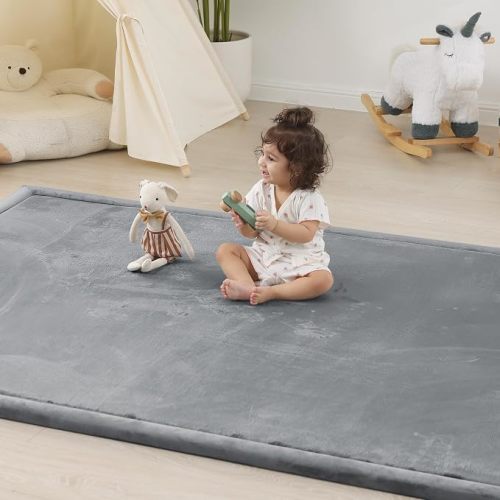 1.5" Thick Baby Play Mat for Floor,79x79 Large Memory Foam Tummy Time Mat