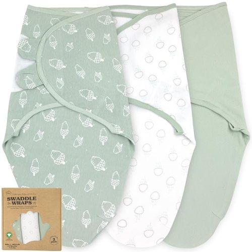 Swaddles for Newborns – 3-Pack Infant Swaddles 0-3 Months – Adjustable Swaddle Sleep Sack – Soft Organic Cotton Baby Wrap for Safe & Cozy Sleep