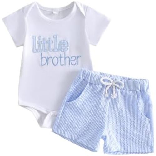 Little Brother Big Brother Matching Outfits Short Sleeve Romper/T-Shirt+ Shorts Summer 2PCS Clothes Set