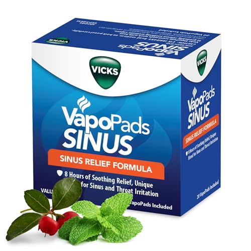Vicks VapoPads Plus with Sinus Relief Formula, 20-Pack, Box Color May Vary | Vapor Pads Refill for Vicks Humidifiers and Steam Inhalers, Scent Pads for Congestion Relief,