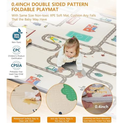 Baby Playpen with Mat, Large Baby Play Yard for Toddler, BPA-Free, Non-Toxic, Safe No Gaps Playards for Babies, Indoor & Outdoor Extra Large Kids Activity Center 79"x59"x26.5" with 0.4" Playmat