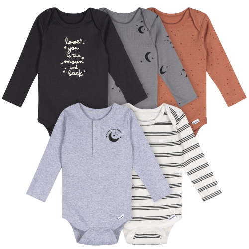 Gerber Baby Boy 5Pk Long Sleeve Onesies 0/3 Months - 12 Months