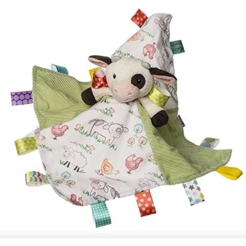 Taggies Lovey Stuffed Animal Security Blanket Plush Soft Snuggle Toy with Sensory Tags, 13 x 13-Inches, Buttercup Cow