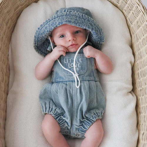 'Little Love Club' Vintage Denim Overall Romper