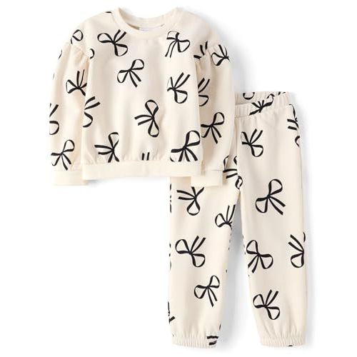 The Children's Place Baby Girls' And Toddler Long Sleeve Active Shirt and Pant, 2 Piece Outfit