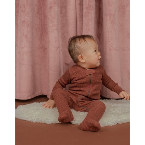 Noble Organic Waffle Footie Sleeper in Molasses