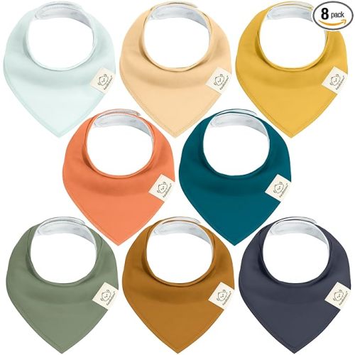 KeaBabies 8pk Organic Baby Bandana Bibs for Drooling and Teething (Eclipse) | Super Absorbent, Triangle Baby Drool Bibs for Girls, Boys, 100% Cotton, Extra Soft for Newborn, Infant 0-36 Months