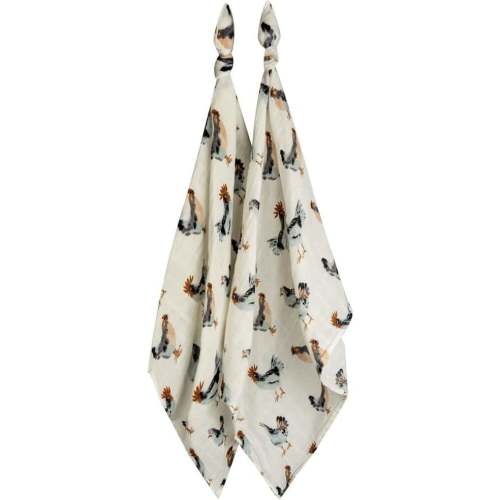 Chicken Organic Cotton Muslin Two-Piece Burp Cloth Set - Milkbarn Kids Nursing & Feeding | Maisonette