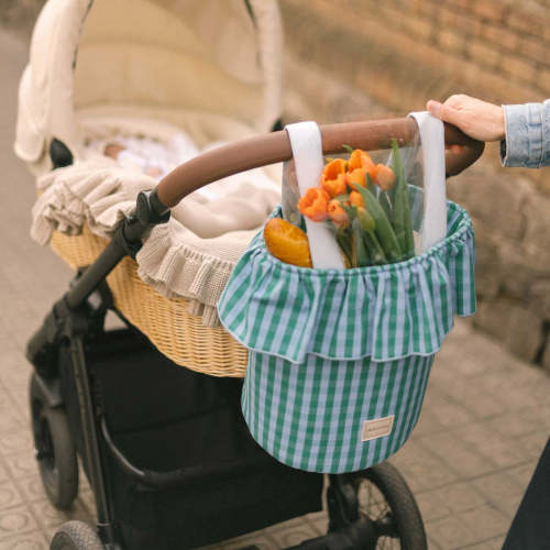 Vichy Basket - Green + Sky Blue · Minicoton