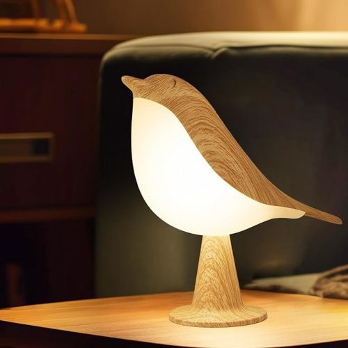 Bird Small Desk Lamp, Dimmer Kids Night Light for Bedroom, Cordless Table Lamp with 3 Color Temperature and Touch Sensor, Rechargeable Bedside lamp, Hummingbird Lamp - Brown