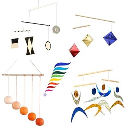 Montessori Baby Mobile – 5-Piece Handmade Set (Munari, Gobbi, Dancer, Octahedron, Rainbow) | Nursery Décor for Newborn Visual Stimulation