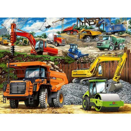 Amazon.com: Ravensburger - Construction Vehicles - 100 Piece Jigsaw Puzzle - Exciting, Colorful Realistic Scene - Dump Truck, Loader & More - Premium Quality - Ideal Gift - Screen-Free Fun - Children Age 6+ : Toys & Games