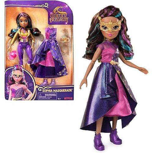 Unicorn Academy, Sophia Masquerade Ball Doll with 9 Accessories, 9.5”, Dolls & Unicorn Toys for Girls