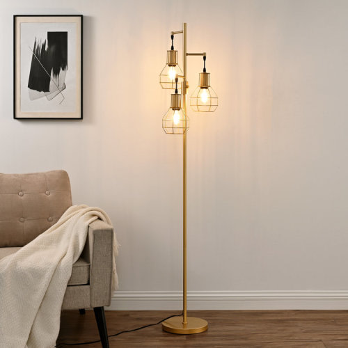 Steelside™ Zakaria 65'' Dimmable Tree Floor Lamp with 3 bulbs included & Reviews | Wayfair