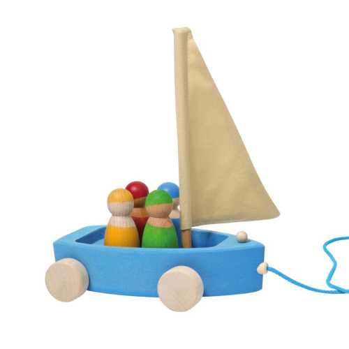 Grimm's Wooden Land Yacht & Four Peg Friends