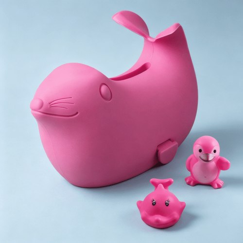StarQualityBargain Baby Bathtub Spout Cover, Soft Tub Faucet Guard for Toddlers, Sea Lions Bath Faucet Protector with Toys, Pink