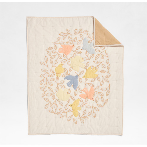 Personalized Birdie Blossoms Organic Cotton Baby Crib Quilt