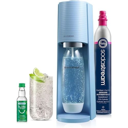 SodaStream Terra Sparkling Water Maker (Misty Blue) with CO2, DWS Bottle and Bubly Drop