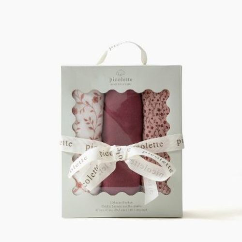 Picolette by Olivia Culpo Swaddle Muslin Blanket Set 3pk - Pink