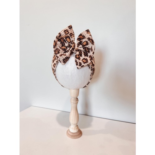 Cheetah Print Stretchy Baby Headband – Oversized Bow