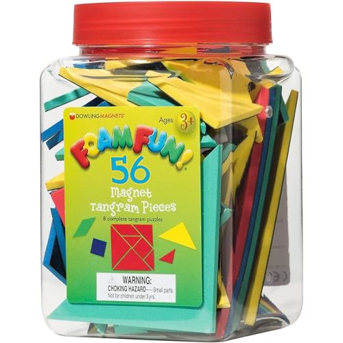 Dowling Magnets Foam Fun! Magnet Tangrams Pieces, Assorted Colors & Sizes (DO-732103)