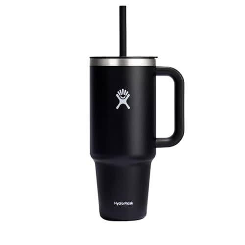 Hydro Flask 40 Oz Travel Tumbler with Handle, Lid and Straw - Insulated Stainless Steel in Black