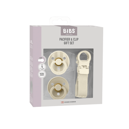 BIBS DUMMY & LOOP CLIP GIFT SET - IVORY