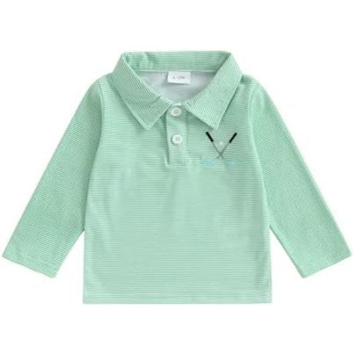 Toddler Baby Boy Shirt Golf Stripes Short Sleeve Button Down T-Shirt Tops Cute Infant Casual Tee Summer Clothes