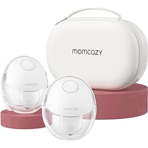 Momcozy Breast Pump Hands Free Mobile Style | M6, Wearable Breastfeeding Pump Ideal Rhythm for More Milk, DoubleFit Flange More Fit & Discreet with 3 Modes & 9 Levels, 24mm - 2 Pack Quill Gray