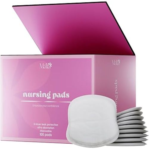 Maya by Biopure Disposable Nursing Pads for Breastfeeding | Ultra Absorbent Disposable Breast Pads with 5-Layer Protection for Breastfeeding and Pumping Moms | Individually Wrapped (100 Count)