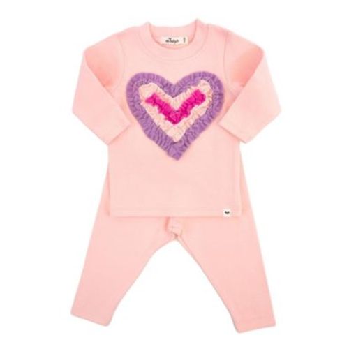 Girls' Multi Ruffle Heart Terry Applique Two Piece Set - Baby