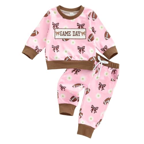PUHHAPIEY Baby Girl Fall Winter Outfits Toddler Clothes Long Sleeve Floral Graphic Crewneck Sweatshirt + Joggers Pants Set