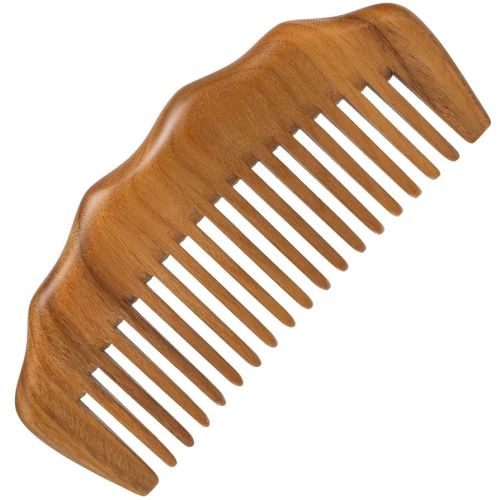Wooden Comb, Wide Tooth for Curly Hair, Labor Comb, Green Sandalwood for Women Hair Growth