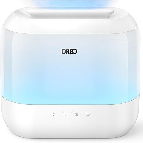 Dreo Humidifiers for Bedroom, 4L Top Fill for Large Room, 36H Runtime, 28 dB Quiet Supersized Cool Mist Air Humidifier for Baby Nursery, Plants, Indoor, Night Light, Easy to Clean & Fill