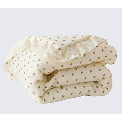 100% Cotton Muslin Crib Comforter/Quilt,Ultra Soft Cozy Reversible Baby Blanket,All Season Toddler Blankets for Boys and Girls, Machine Washable,41"x48"