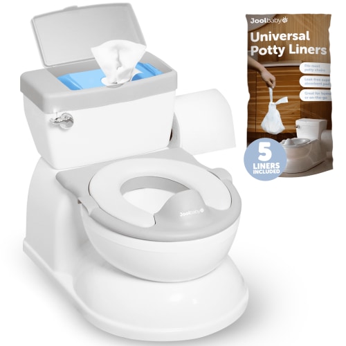 Jool Baby Real Feel 2-in-1 Training Potty, Wipes Storage, Flushing Sounds, Disposable Liners
