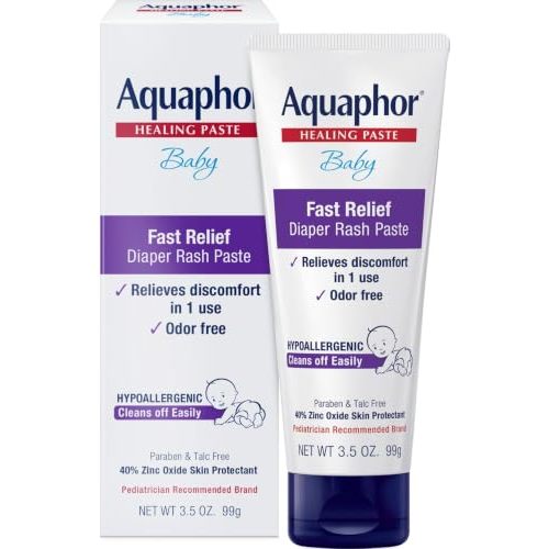 Aquaphor Baby Diaper Rash Paste with Zinc Oxide, Talc Free, 3.5 OZ | Zinc Oxide Baby Diaper Rash Paste Provides Immediate Relief, Treatment and Prevention, Hypoallergenic, Talc Free