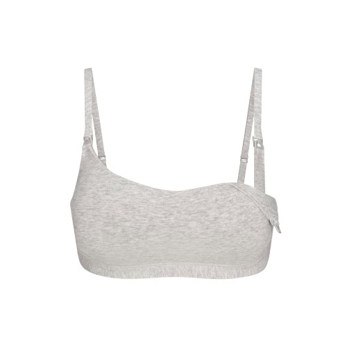 COTTON JERSEY MATERNITY NURSING SCOOP BRALETTE | LIGHT HEATHER GREY