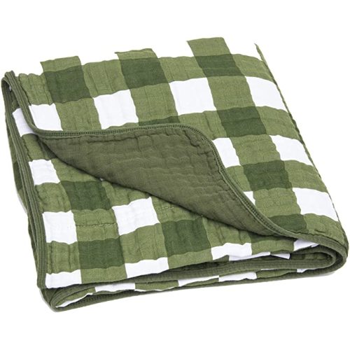 Parker Baby Co. Baby Quilt for Nursery & Tummy Time - Green Buffalo Plaid
