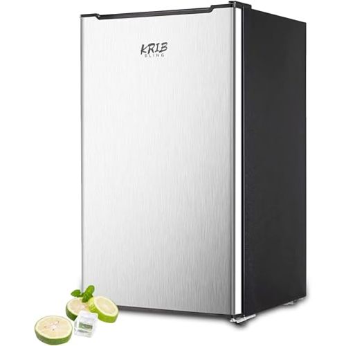 3.2 Cu.ft Upright Freezer Compact Mini Freezer with Removable Shelves for Bedroom, Office, Kitchen, Dorm,Silver