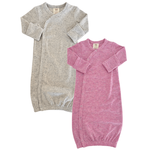 Heather & Pink Speckle / Gown 2-Pack