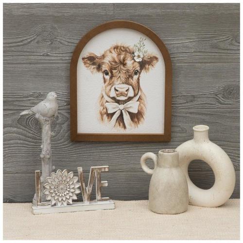 Baby Cow Arched Wood Wall Decor