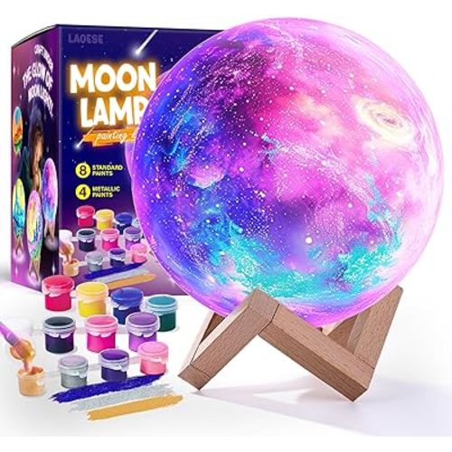 Paint Your Own Moon Lamp Kit, Cool Gifts DIY 3D Moon Night Light, Arts and Crafts for Kids Ages 8-12, Space Art Supplies Craft Kits, Girls Boy Birthday & Christmas Gifts Ages 3 4 5 6 7 8 9 10 11 12+