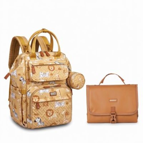 BabbleRoo Original Safari Diaper Bag and Brown Changing Pad