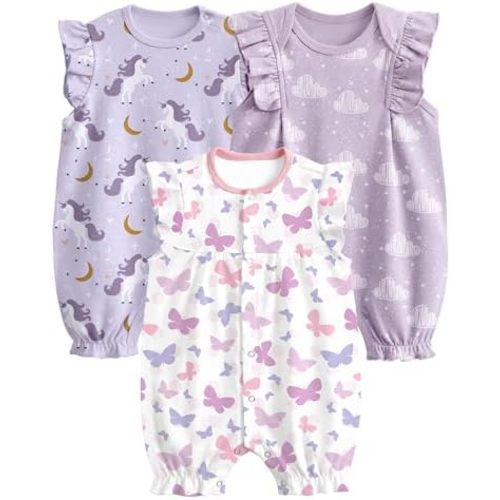 Yoofoss Baby Girl Romper 100% Organic Cotton Newborn Summer Clothes Short Sleeve Baby Outfit Soft and Breathbale