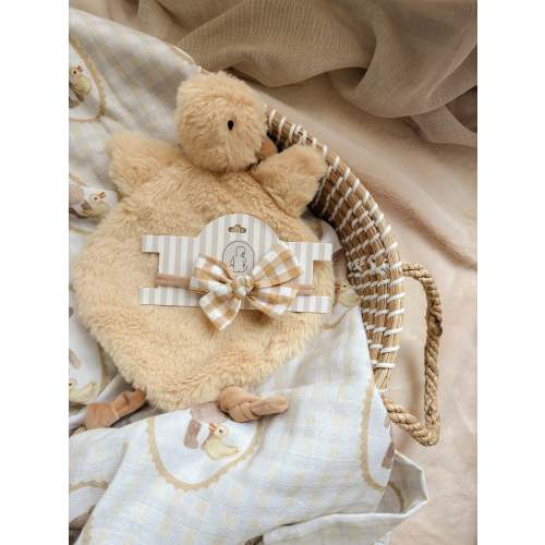 Baby Bow Headband - Mustard Gingham